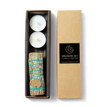 Load image into Gallery viewer, Smudging Blue Sage Set with Magic Candles -