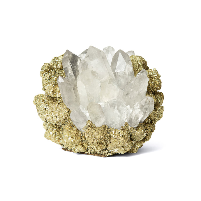 CLASSIC PYRITE W CLEAR QUARTZ VOTIVE