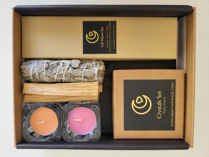 Full Moon Candle & Crystal Gift Set