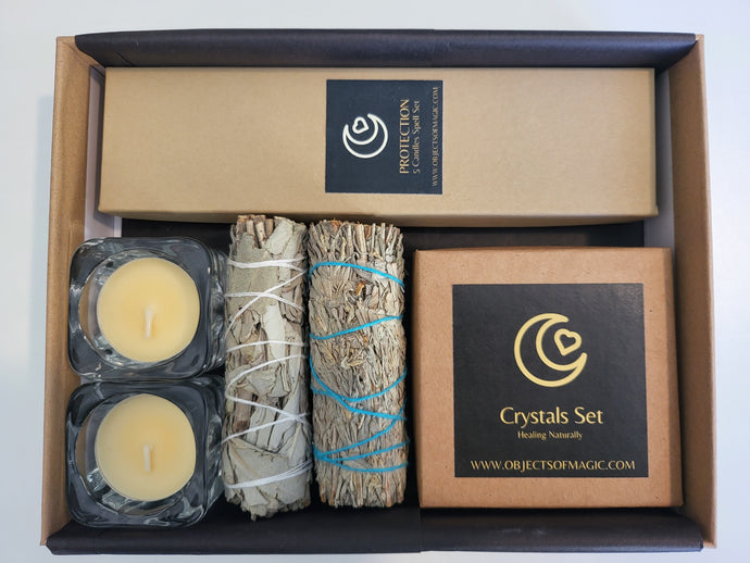 Protection Candle & Crystal Gift Set